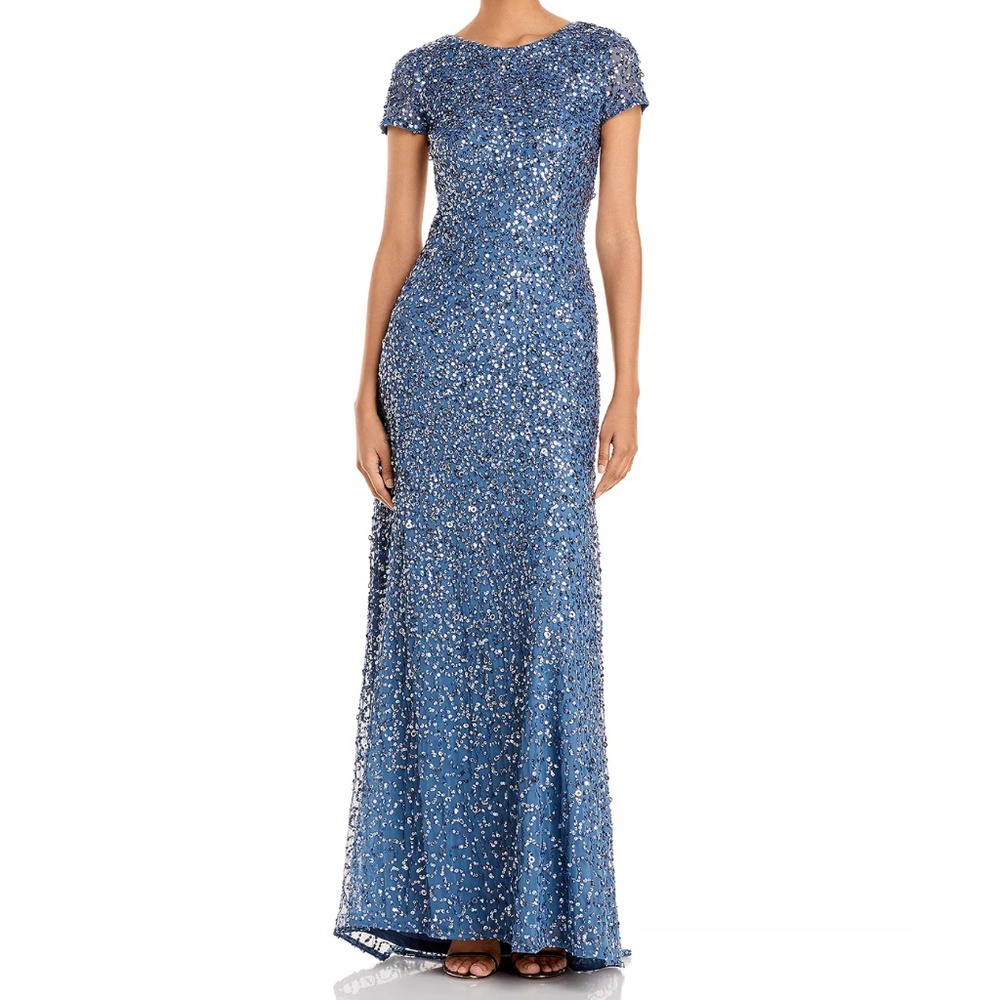 Adrianna Papell Cap Sleeve Scoop Back Gown